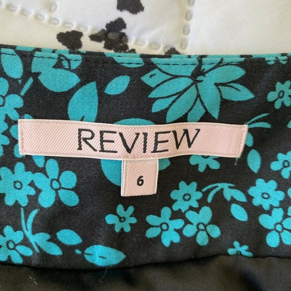 🌷2 for $20🌷 Review Floral Skirt Size 6 Black Teal Cotton - Picture 2 of 7